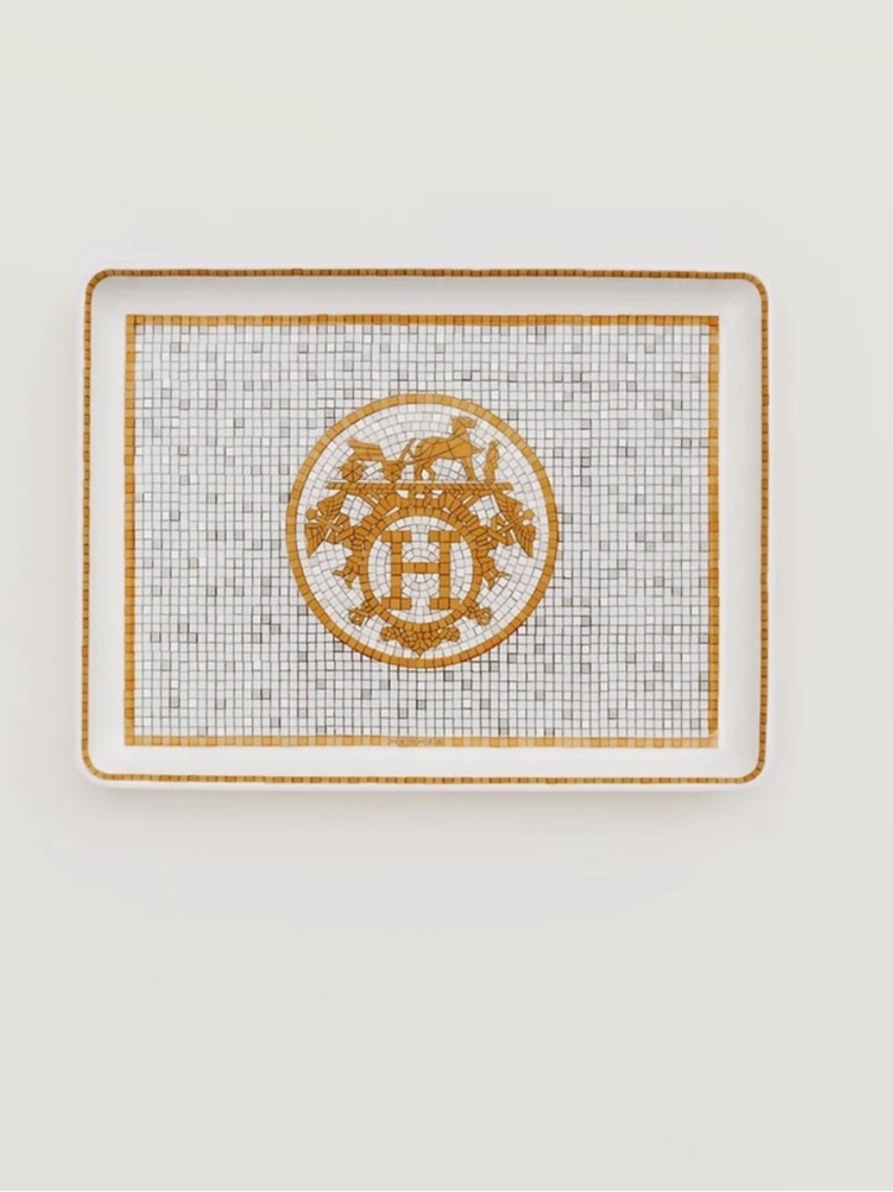 Hermes Mosaique au 24 gold tray, small model